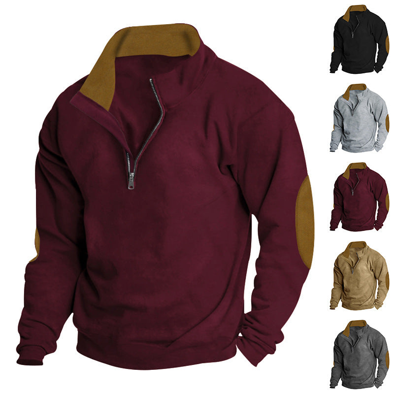 Herrer sportpullover med halv lynlås og kontrastdetaljer Stilla