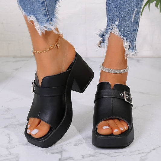 Dame Åben Højhælede Sandaler med moderne Spændeaccent Stilla