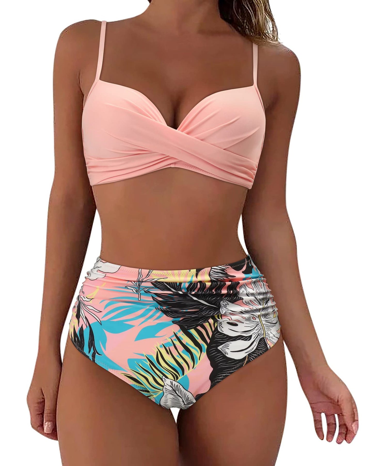 Kvinde Højtaljede Rynke Bikini Sæt Stilla