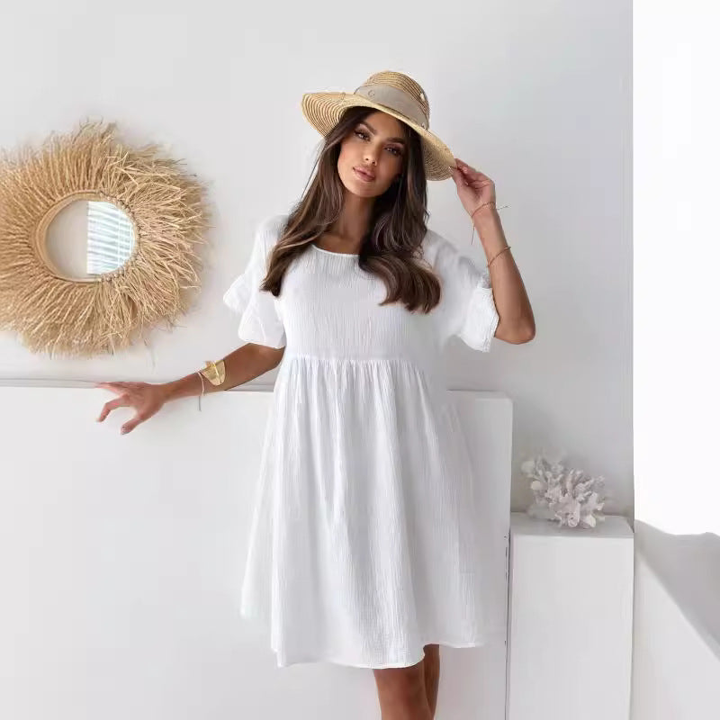 Dame afslappet slå-om-kjole med luftige ærmer og flatterende snit Stilla