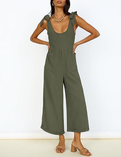 Dame Casual Jumpsuit med justerbare stropper og bred ben Stilla