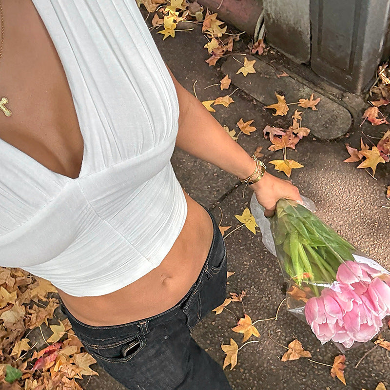 Dame Cropped Top med innovativ rynkeeffekt Stilla