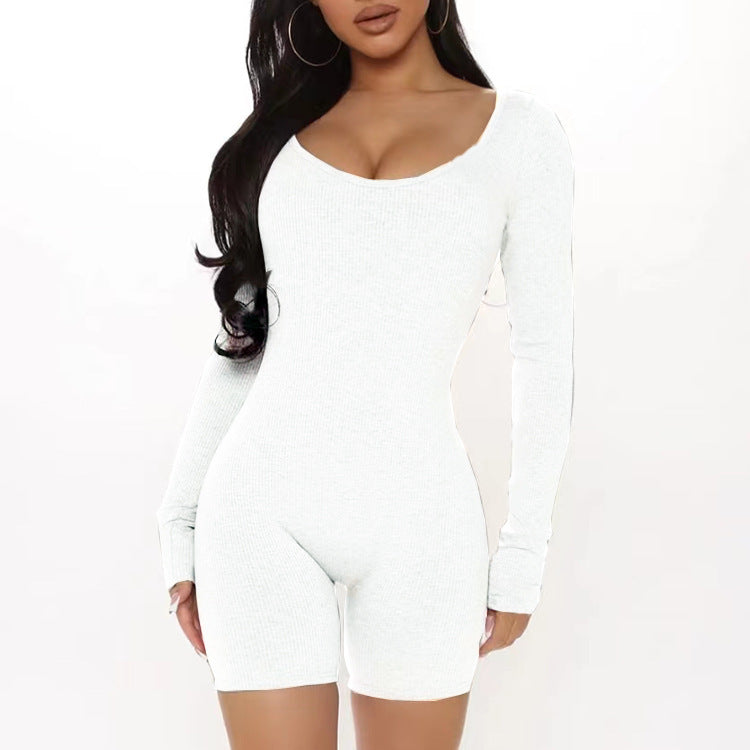 Dame Figurtilpasset Jumpsuit med lange ærmer og V-udskæring Stilla