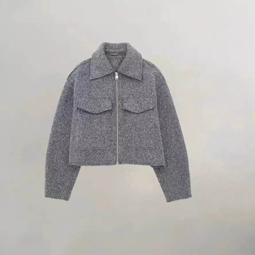 Dame Cropped Jakke med trykknapper og brystlommer Stilla