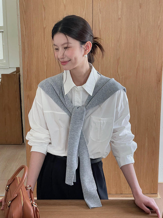 Dame afslappet bluse med en elegant sweaterkrave og moderne snit Stilla