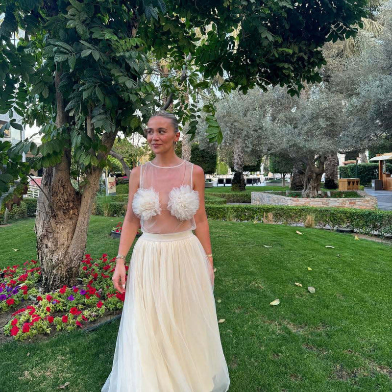 Dame elegant gennemsigtig aftenkjole Stilla