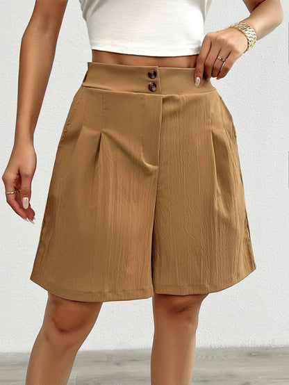 Dame Elegante Shorts med knaplukning og plisseret design Stilla