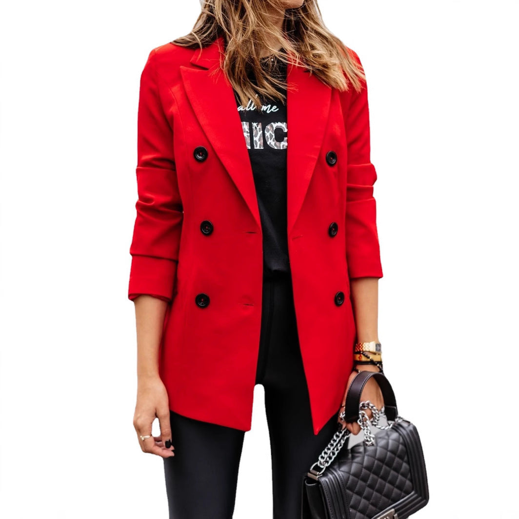 Dame elegant blazer med dobbelte knaplukninger og figursyet snit Stilla