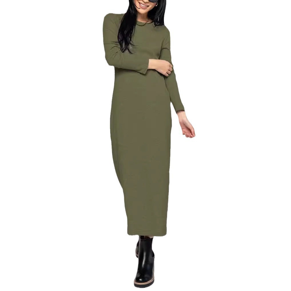 Dame afslappet langærmet maxikjole i hudvenlig bomuld Stilla