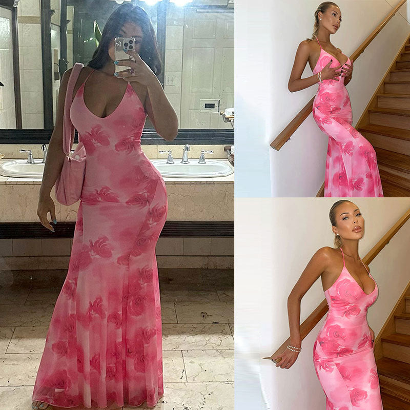 Dame Elegant Floral Maxi Kjole Stilla