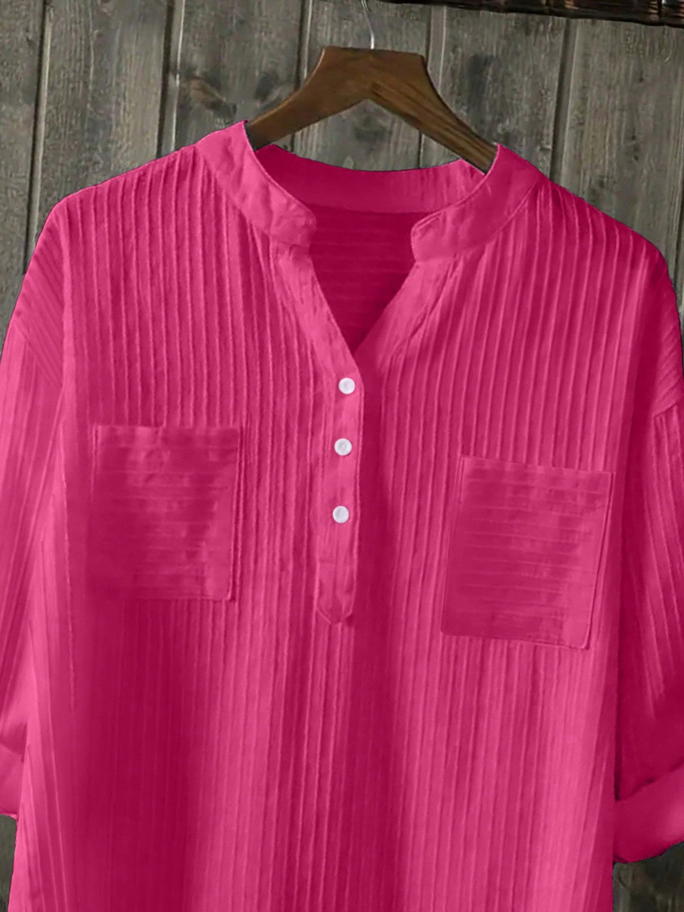 Dame afslappet skjorte med struktureret jacquard-mønster og knaplukning Stilla