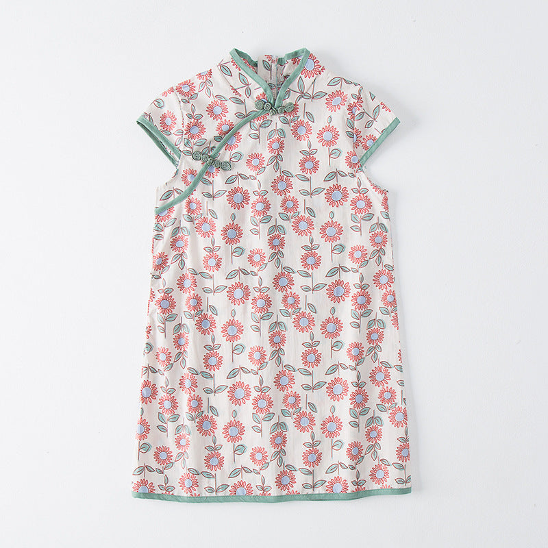 Pige Floral Print Orientalsk Kjole Stilla