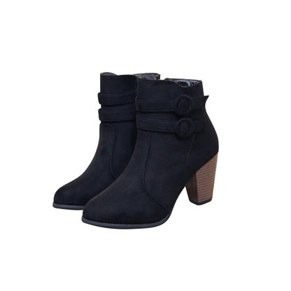 Dame Elegante Ankelstøvler med moderne knapdekoration og komfortabel blokhælhæl Stilla