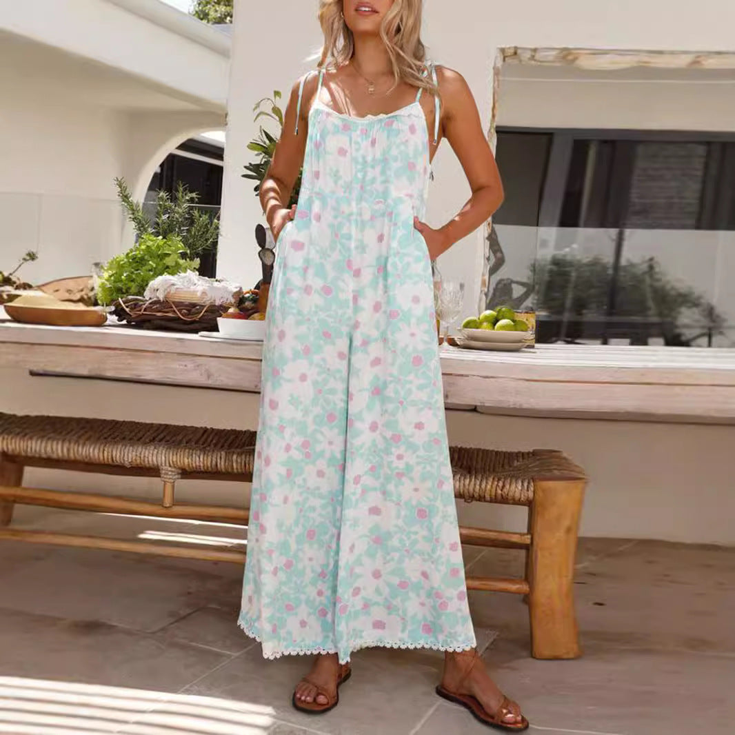 Dame luftig jumpsuit med blomsterprint og justerbare stropper Stiila