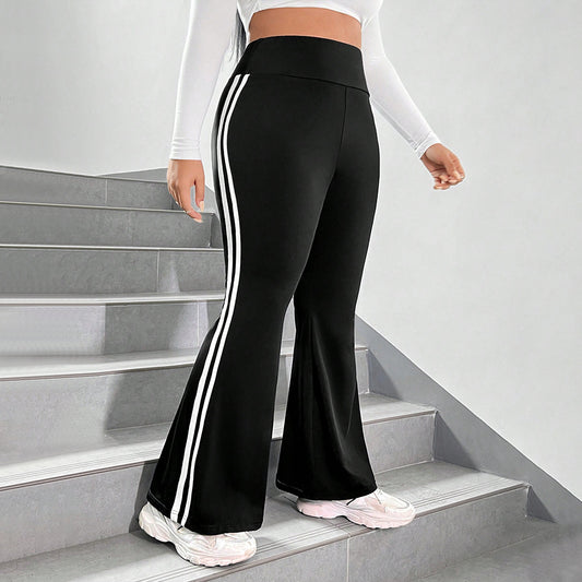 Damer Sporty Flared Leggings med elastisk talje og sidelange striber Stilla