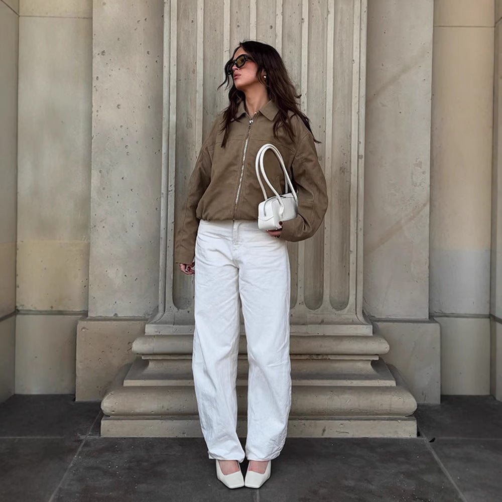 Dame afslappet ruskindsjakke i oversized snit Stilla