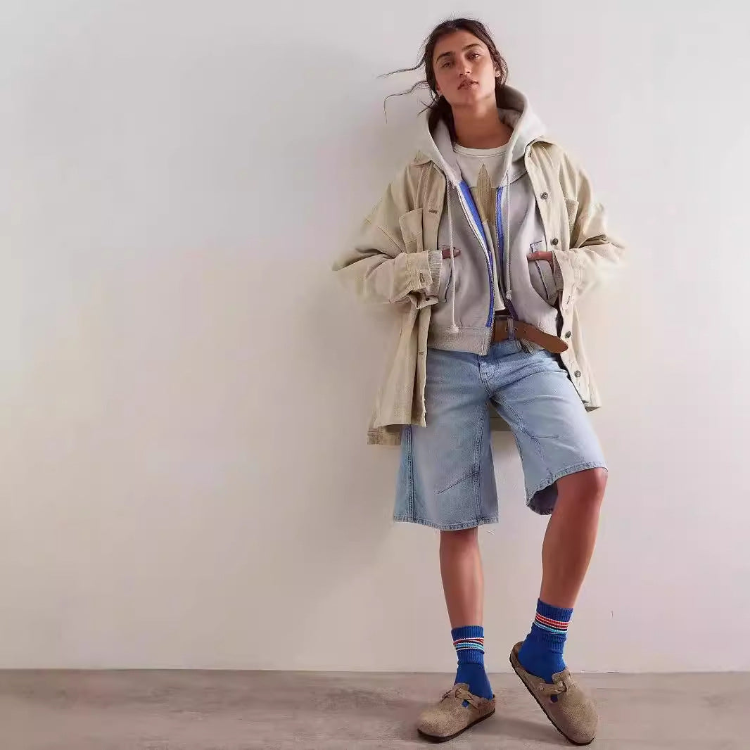 Dame afslappet hætte hoodie med moderne kontrastsyninger Stilla