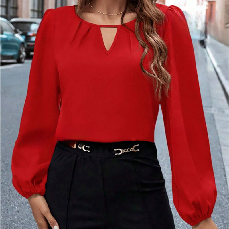 Dame Elegant bluse top med puffærmer Stilla