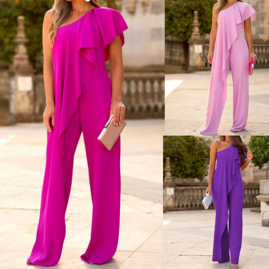 Dame asymmetrisk halterneck jumpsuit Stilla