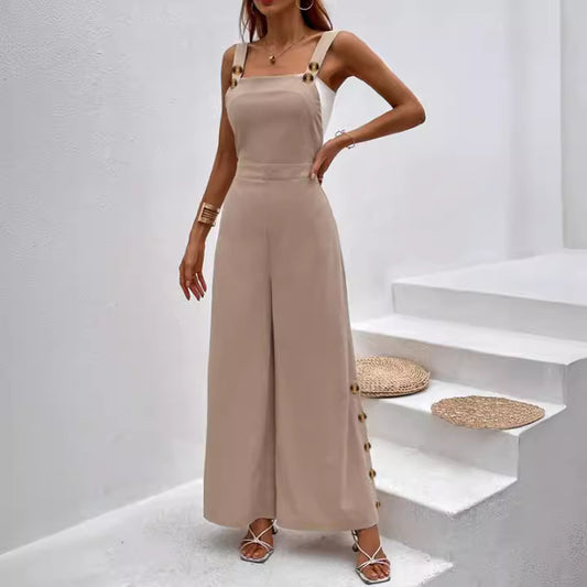 Dame Culotte Jumpsuit med bred ben og knapdetalje Stilla