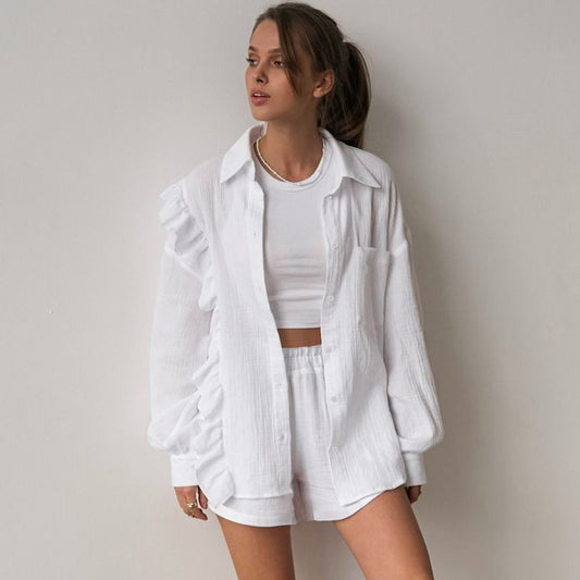 Dame rør-og-bluser og shorts-sæt med løs pasform og trendy detaljer Stilla