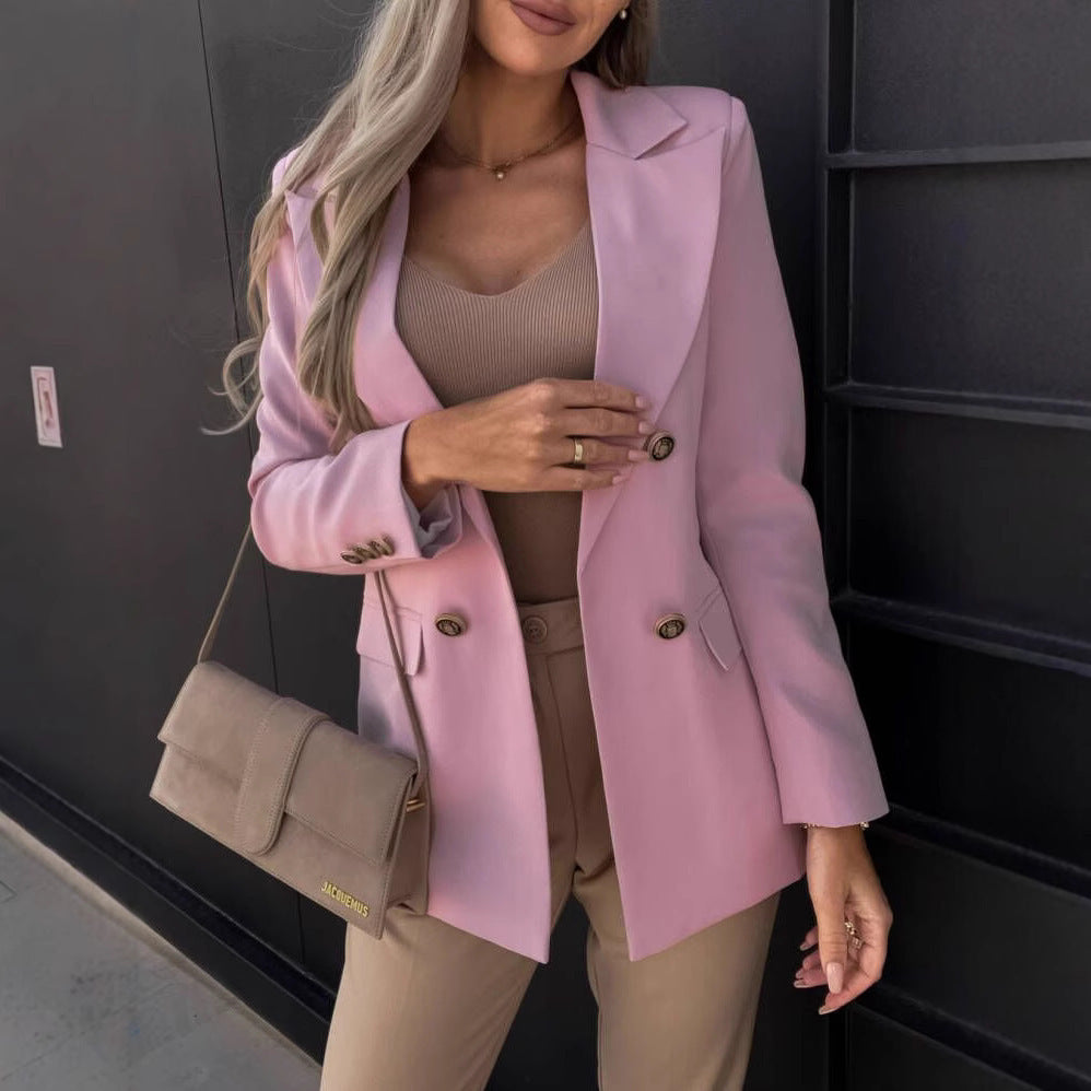 Dame Elegant Blazerjakke med dobbelt knaplukning og høj kvalitet skæring Stilla