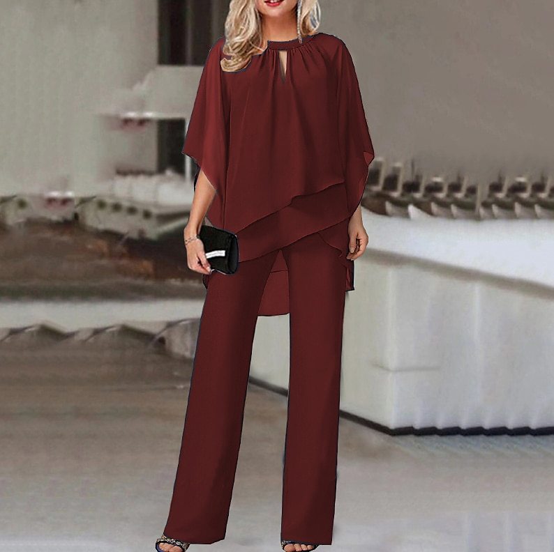 Dame Elegant Cape-Stil Jumpsuit Sæt Stilla