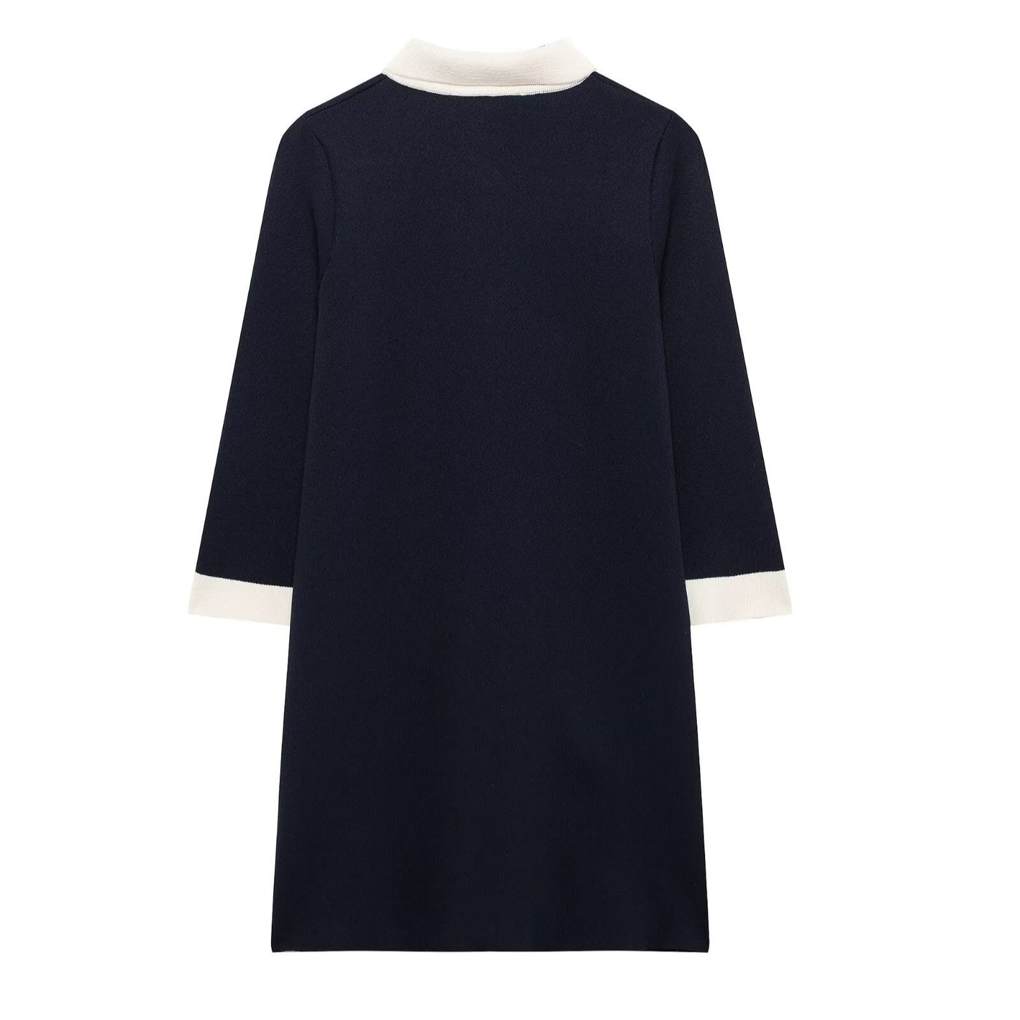 Dame Elegant Button-Up Skjorte Kjole med Kontrast Detalje Stilla