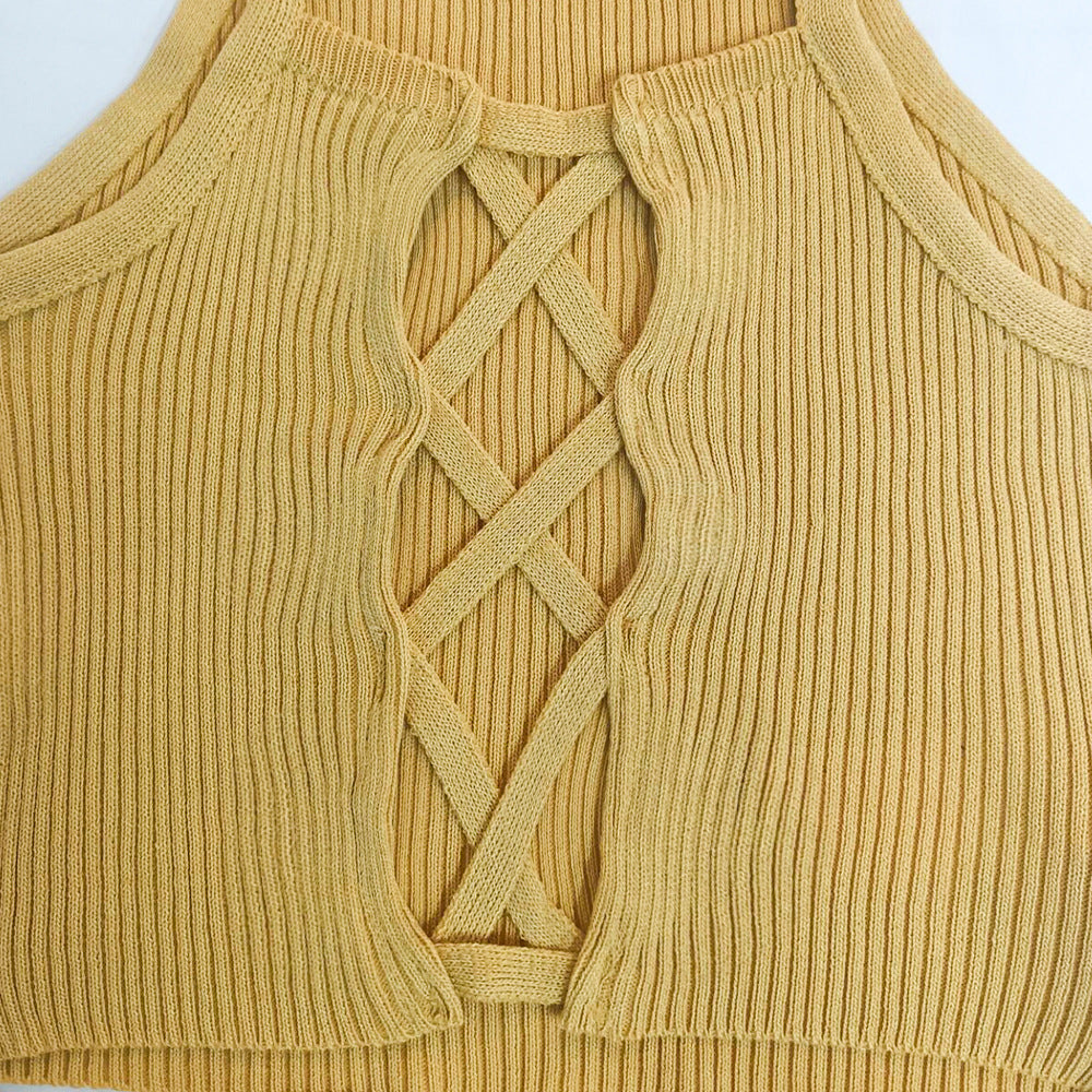 Dame cropped top med raffinerede bindebånd Stilla