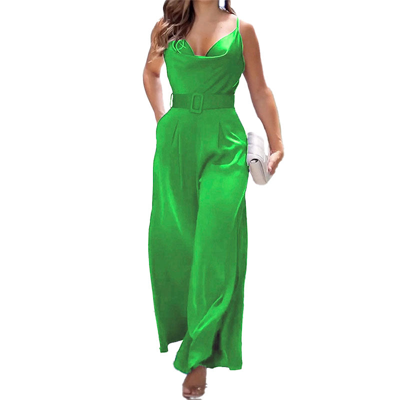 Dame elegant jumpsuit med dyb udskæring og tætsiddende silhuet Stilla