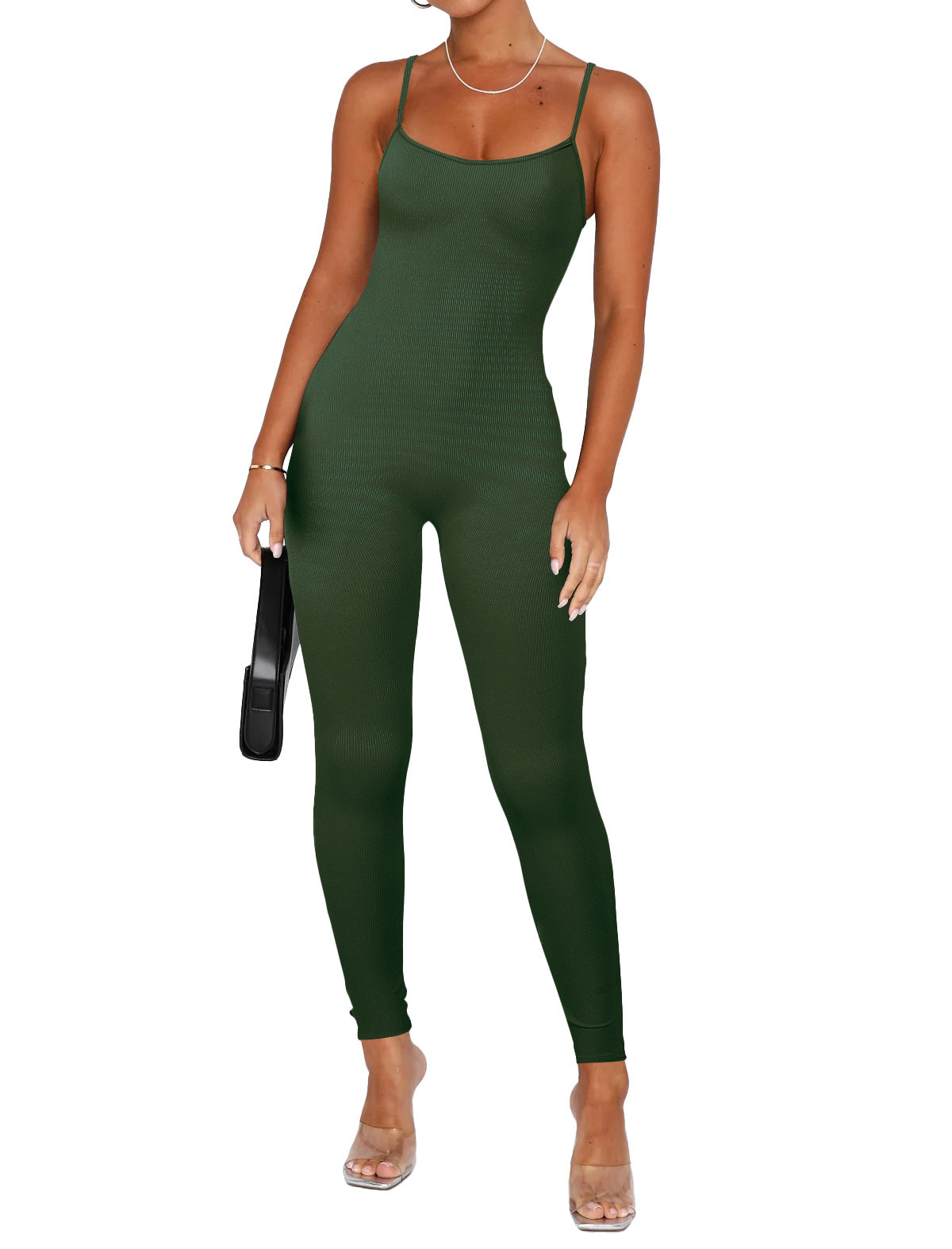 Dame figursyet jumpsuit med ribbet tekstur Stilla