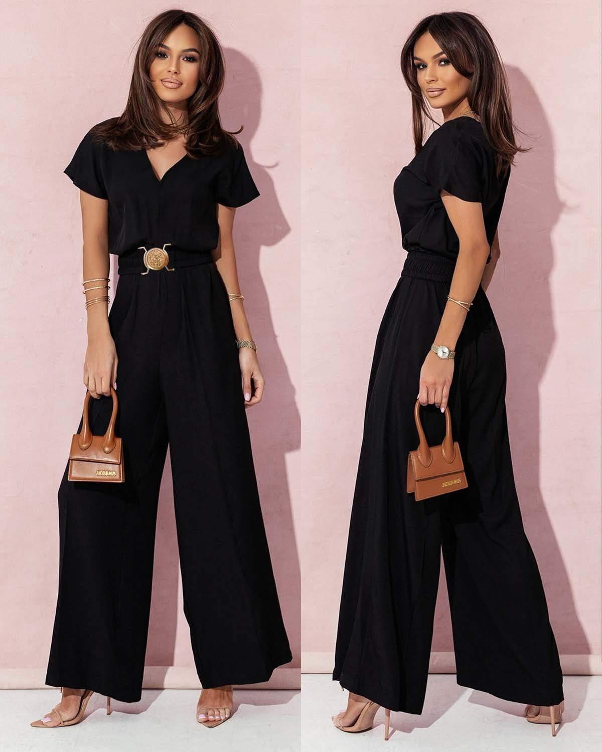 Dame Luftig Jumpsuit med elastisk talje og V-udskæring Stilla