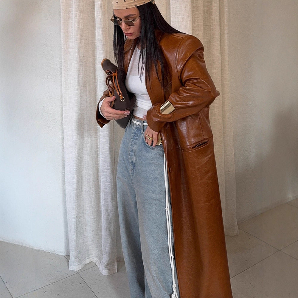 Dame Ekstravagant Læderfrakke Stilla