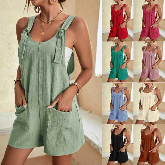 Dame sommerlig jumpsuit med justerbare stropper og praktiske lommer Stilla