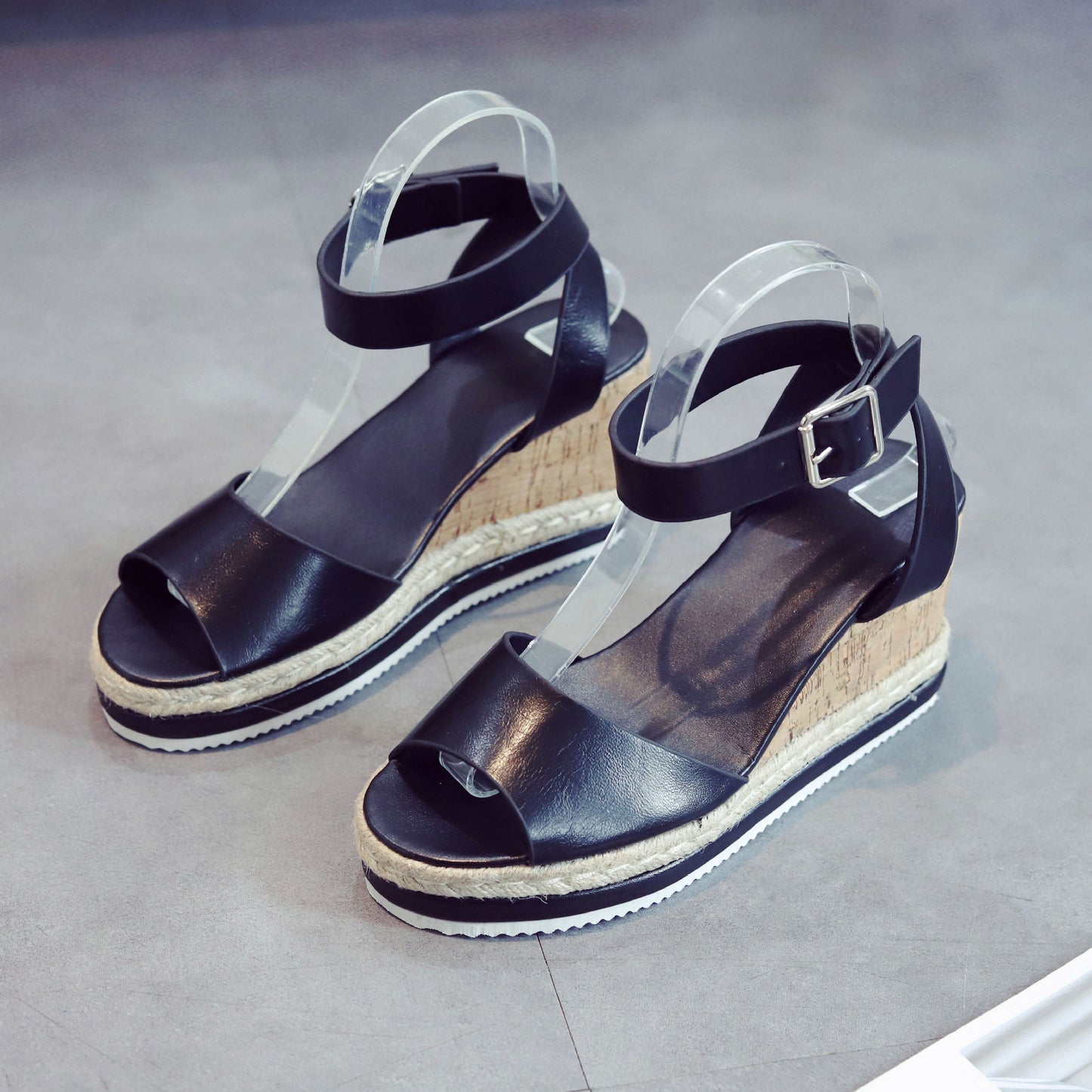 Dame Espadrilles med komfortabel korkhæl Stilla