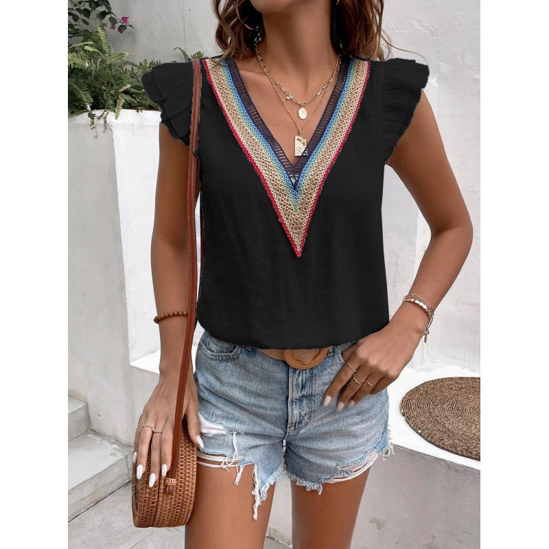 Dame Dekoreret V-Hals Bluse Stilla