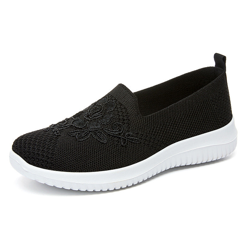 Dame Slip-On Sneakers med florale broderier og åndbart overmateriale Stilla