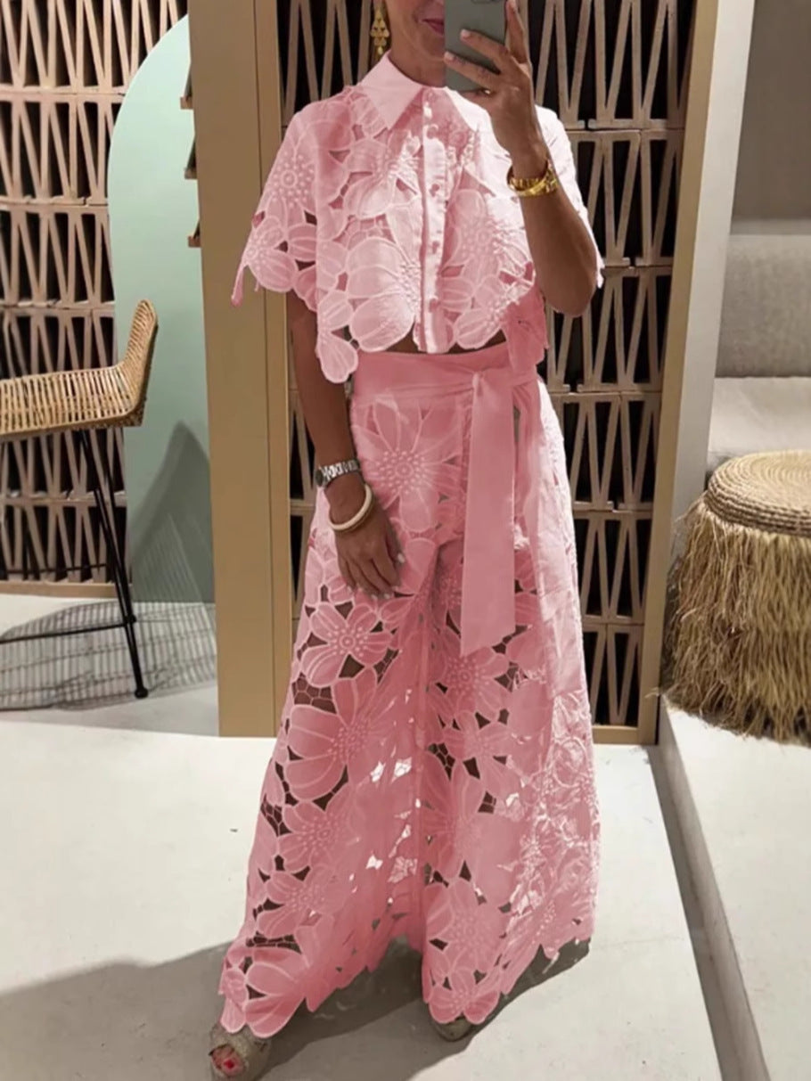 Dame elegante bluser og brede bukser Stilla