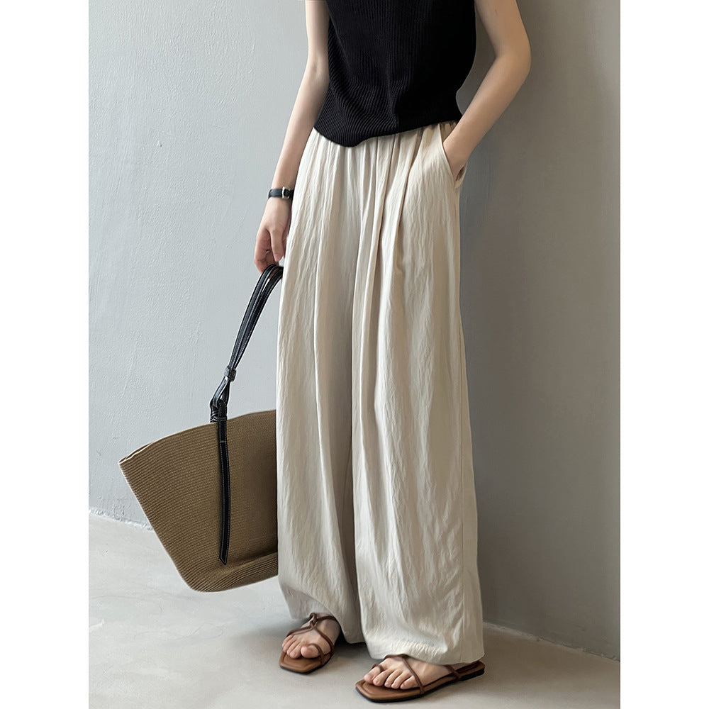 Dame afslappet Palazzo-bukser med elastisk talje og bredt ben Stilla