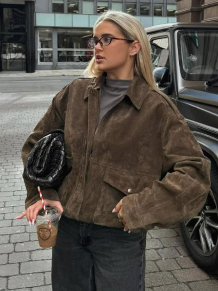 Dame Cropped Sædjakke med afslappet pasform og praktiske lommer Stilla