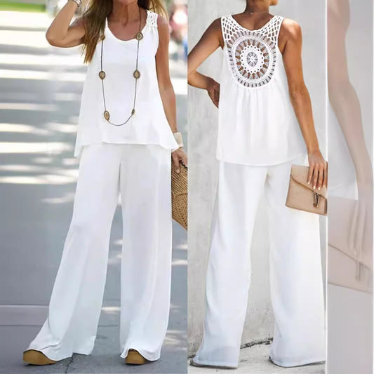 Dame afslappet jumpsuit med vidde ben og plisseringer Stilla