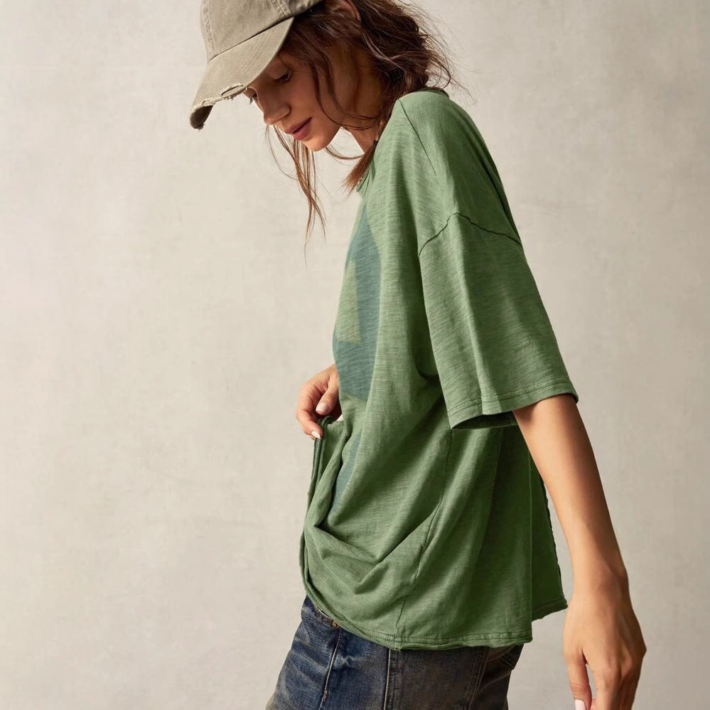 Dame afslappet oversized T-shirt lavet af åndbart materiale Stilla