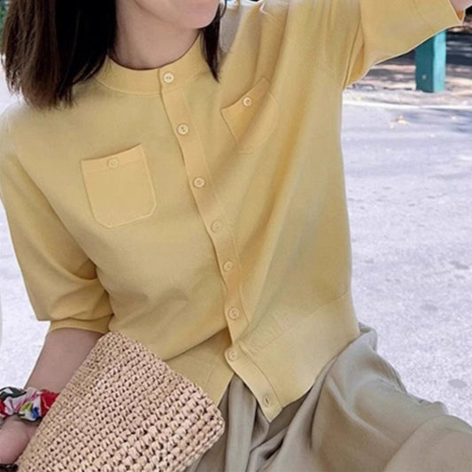 Dame elegant bluse med knapdetaljer og lommer Stilla