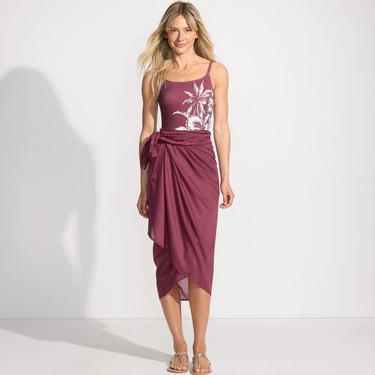 Dame Elegant designet badedragt med asymmetrisk chiffonoverlæg Stilla