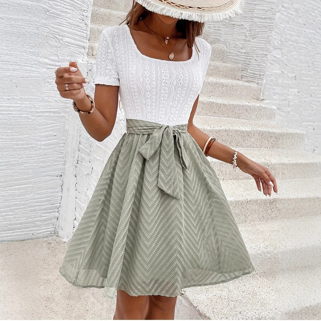 Dame A-linje kjole med taljebælte Stilla