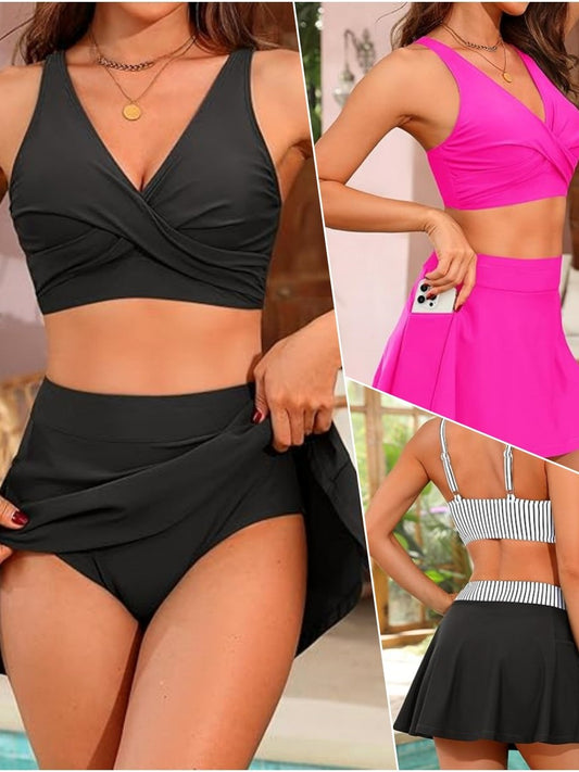 Dame Vinkle-Front Højtaljet Bikini Sæt Stilla