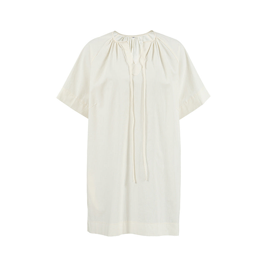 Dame afslappet linnedragt med sidelommer og løs pasform Stilla