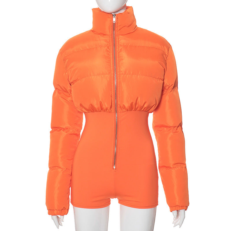 Dame steppjakke med lynlås og integreret jumpsuit Stilla