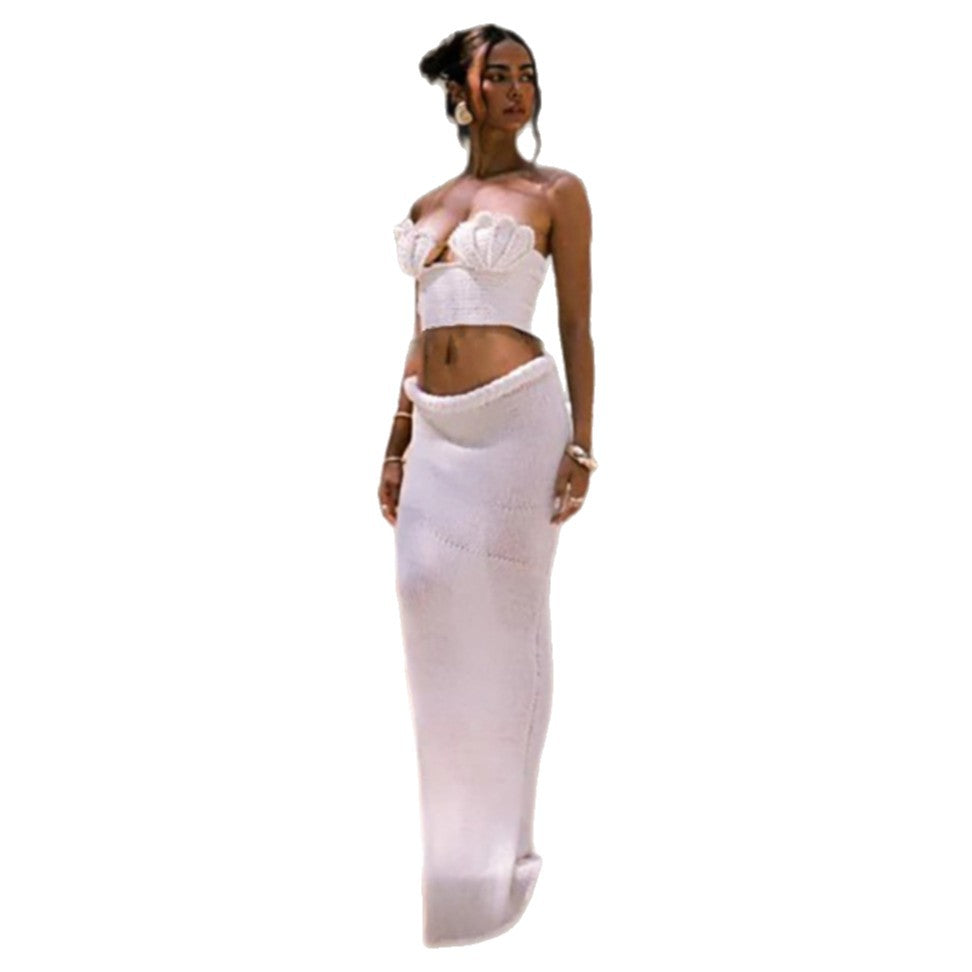 Dame Cropped Hækletop med Perle-detaljer Stilla