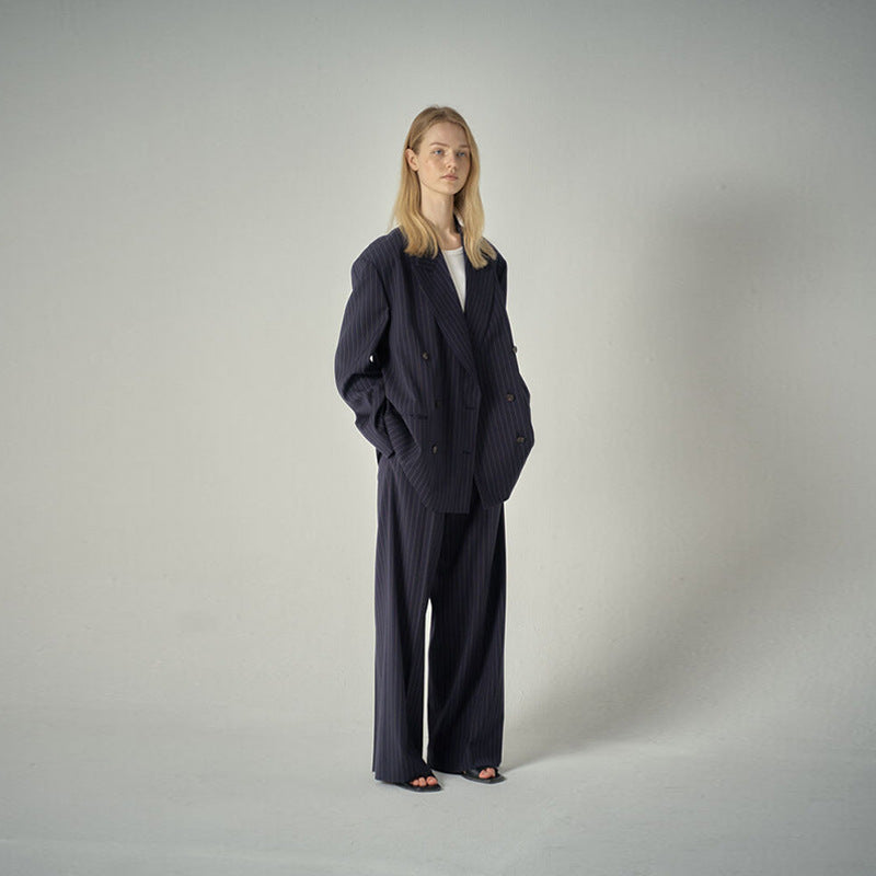 Dame Elegant Dobbeltbrystet Blazer i Vintage-stil med Indsnit Stilla